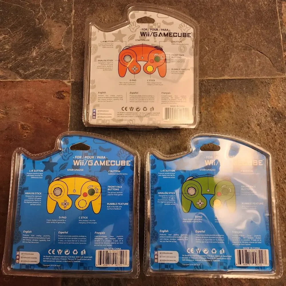 3 Gamecube Controllers - 3 Colors Bundle (NEW) - Yellow Green Orange - Nintendo
